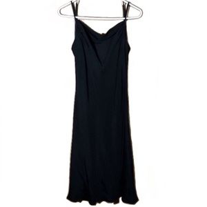 Flores & Flores Silk Spaghetti Strap Black Dress